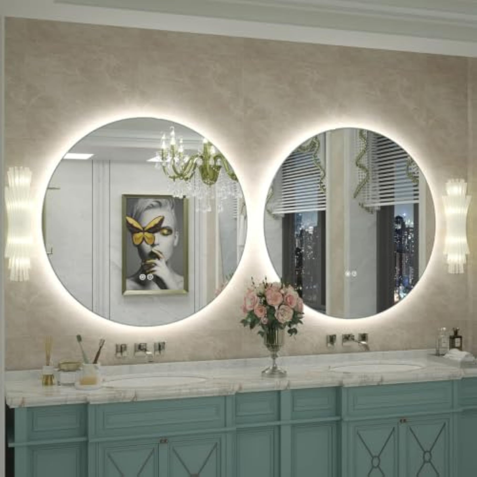 Round LED Backlit Bathroom Mirror with Anti-Fog Technology