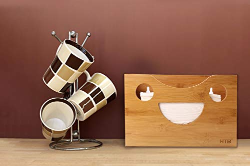 Bamboo Paper Towel Dispenser - Wall Mount or Countertop for Multifold Hand Napkins (C-Fold/Zfold/Tri fold),Paper Towel Holder for Bathroom, Kitchen, Home or Commercial Use