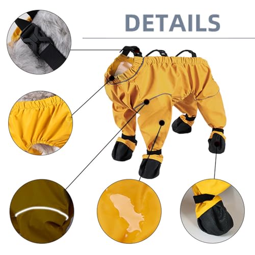 Hundeschuhe, wasserdichte Pfotenschuhe mit Anti-Rutsch Sohle, Verstellbare Hundestiefel für Klein- und Mittelhunde, Gamaschenschutz gegen Schmutz und Nässe (Yellow, XS(1-2.5kg))