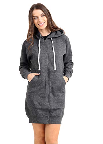 GW CLASSY OUTFIT Sweat à capuche long pour femmes avec cordon de serrage, manches longues en polaire, veste décontractée avec capuche et poches, 36-38