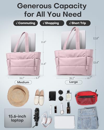 Image of HOTOR Puffer Tote Bag for Women, Multi-Pocket, Zippered