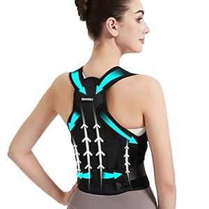 SHAPERKY Posture Corrector for Women for Support: Back Brace for Full Back Support – Adjustable Shoulder Straightener for Women and Men (Black, Medium)