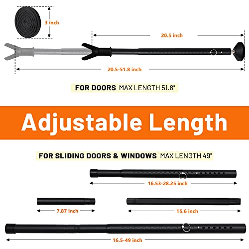 Door Security Bar 2 Pack - Heavy Duty Door Stoppers For Handle Of Door, Adjustable Door Jammer Barricade Security Bar, Portable Door Lock Security For Sliding Glass Door, Patio, Window, Travel #TOP4