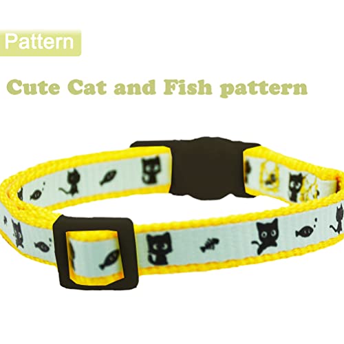 Image of 2 Pack Glow in The Dark Cat Collar with Bell Breakaway Safety Cat Puppy Collars with Pendant Green and Yellow