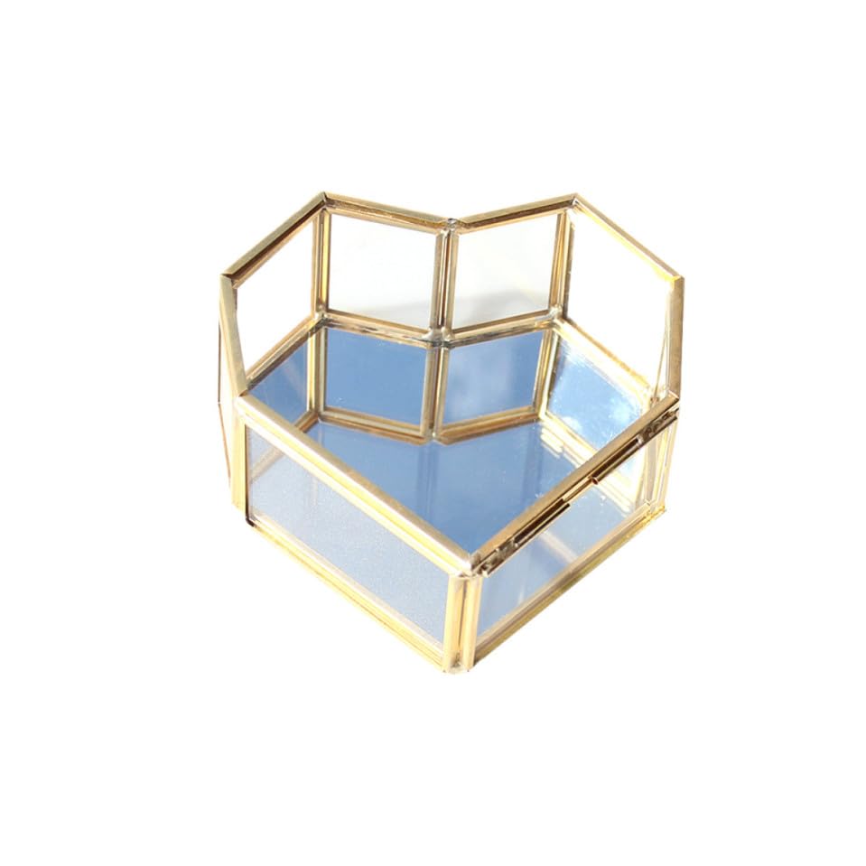Boîte à bagues géométrique en verre au fini cuivre or prestigieux
