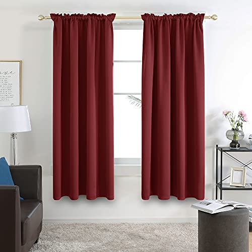 Image of Deconovo Blackout Curtains Set of 2, 5.2 Feet Long, Black Curtains for Bedroom, Thermal Insulated Window Curtains for Living Room - 52W x 63L Inch,True Red Eyelet