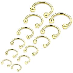 16G Gold - 6mm, 8mm, 10mm, 12mm, 14m，16mmm (1 pair each)