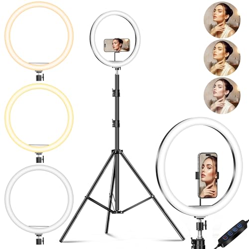 Image of Sounce 14 Inch 15W Professional LED Ring Light | Extra Bright Dimmable Lighting | 2 Colour Modes | Compatible with iPhone & Android | for Photo Shoot, Video Shoot, Live Stream & Makeup