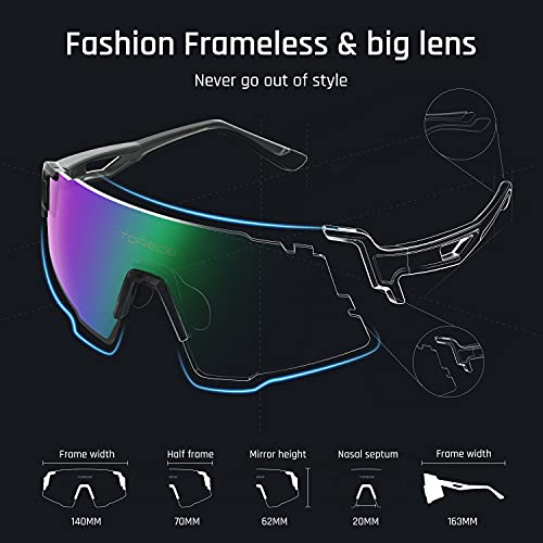 Image of TOREGE Polarized Sports Sunglasses with 3 Interchangeable Lenses for Men Women Cycling Running Baseball Glasses TR65