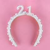 FASOTY 21st Birthday Crown Headband 21st Birthday Decorations for Women 21st Birthday Tiaras 21st Birthday Outfits Dress for Girls Women Birthday Gifts for Her
