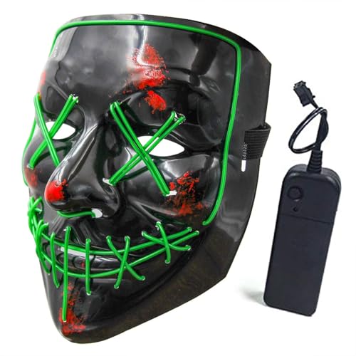 Image of Neon LED Light-Up Mask for Halloween, Rave & Bachelor Party | Glow in the Dark Face Mask | Perfect Costume Accessory
