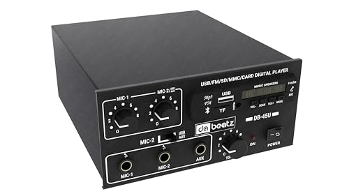 Image of Dabeatz DB-45U Professional Power PA Amplifier with 2 Channel Circuit Power AV Amplifier with Bluetooth /MIC Input /USB /SD Card Slot /FM Radio /AUX Input /Remote Control, Equalizer, Bass, Treble (45 Watt)