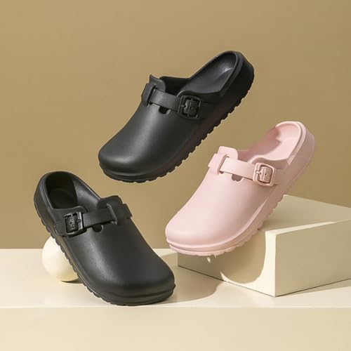 Image of Arch Support Nurse Clogs for Women and Men, Adjustable Buckle Mules Non Slip Work Shoes Chef Garden Sandals, Slip-On Cushion Slippers Slides