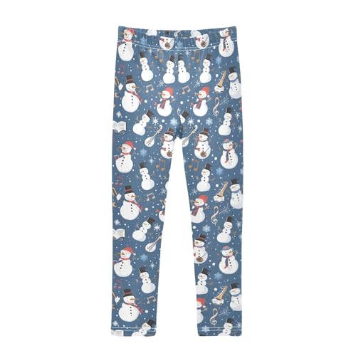 Girls Printed Leggings Yoga Pants Christmas Snowman for Kids in 4t to 10 Years, 4T