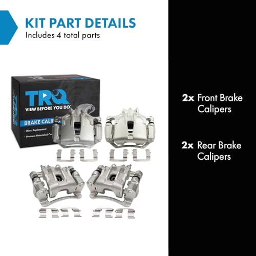 Image of TRQ Front and Rear Brake Caliper Set Zinc Coated Brackets Hardware Compatible with 2009-2012 Hyundai Elantra