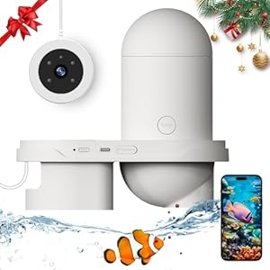 Automatic Fish Feeder with 2K HD Camera, Smart Fish Feeder Automatic Dispenser with APP, Visual Fish Feeder Automatic Dispenser with Camera.Auto Fish Feeder Suitable for Fish Tanks and Aquarium.