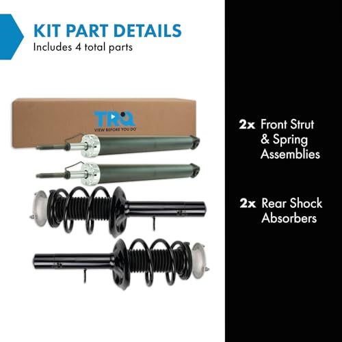 Image of TRQ Front and Rear Complete Strut Assembly & Shock Absorber Kit Complete Strut & Coil Spring Assembly Compatible with 2004-2010 BMW X3