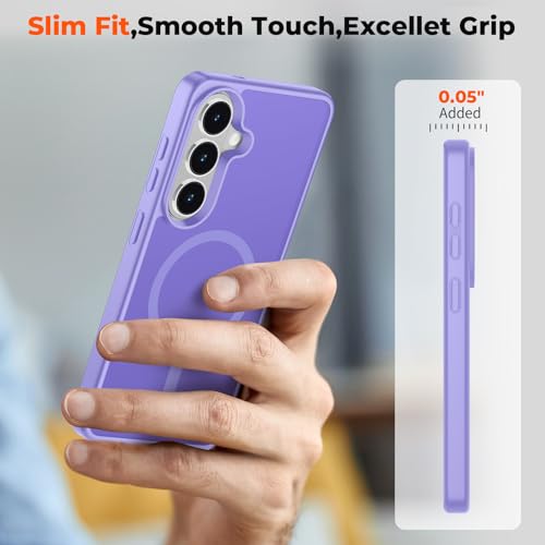 Image of SUPFINE Magnetic for Samsung Galaxy S26 Plus Case with Screen Protector, (Built-in Magnets) (Military Grade Drop Protection) Slim Translucent Shockproof Phone Case,Purple