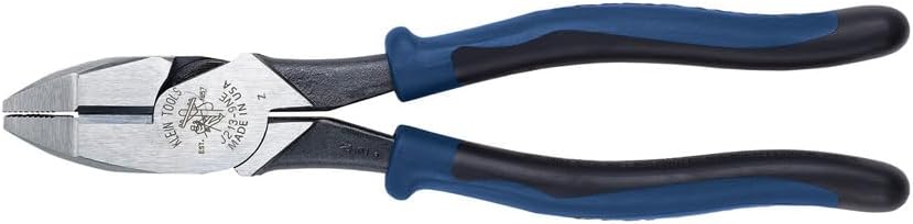 Klein Tools J213-9NE Side Cutter Linemans Pliers, Made in USA, High Leverage, 9-Inch, Streamlined Design, Color Coded