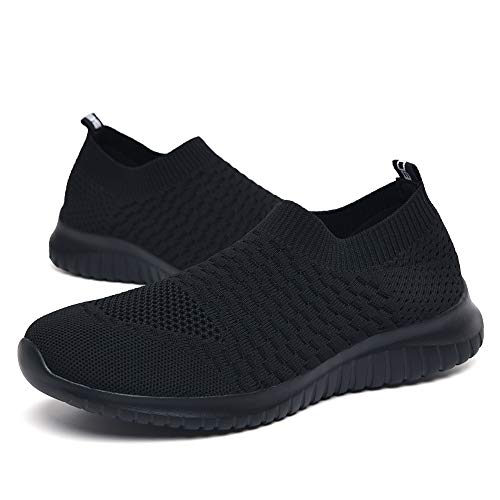 Chaussures de course homme légères baskets de marche confortables noir taille 45 - 7