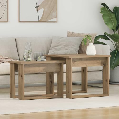 Table basse moderne en chêne Artisan lot de 2 idéal pour optimiser les petits salons