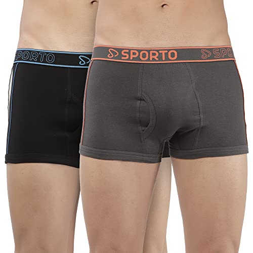 Image of sporto Men's Mid-Rise Super Soft & Comfortable Solid Cotton Square Trunks with No-Fold & No-Pinch Elastic Waistband (Combo Pack)