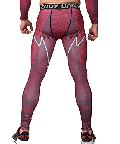 Red Plume Men's Compression Pants, Sports Yoga Leggings & Workout Running Tights Cool Dry Base Layer Bottoms #TOP1