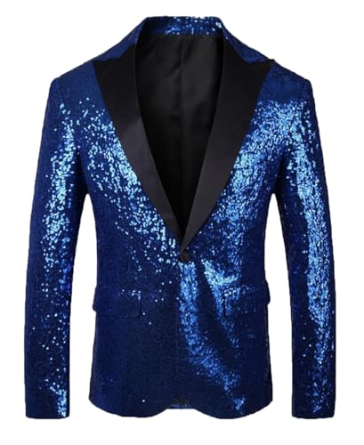 ORBITRAY Men's Mardi Gras Sparkly Prom Suit Jacket Sequins Disco Party Blazer for Stage