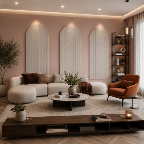 Image of MMT Acoustix Arch Felt Acoustic Wall Panel | Sound Proofing for Room |Premium Acoustic Panel |Pin Board for Wall |Sound Absorbing Panels | Arch Felt Acoustic Wall Panel |Pumice| 120 x 60 cm | 1 Pcs
