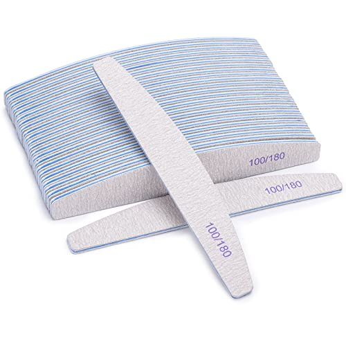 25Pcs 100/180 Grit Nail File Set - Double-Sided Emery Boards for Acrylic, Gel &amp; Natural Nails - Professional Nail Files