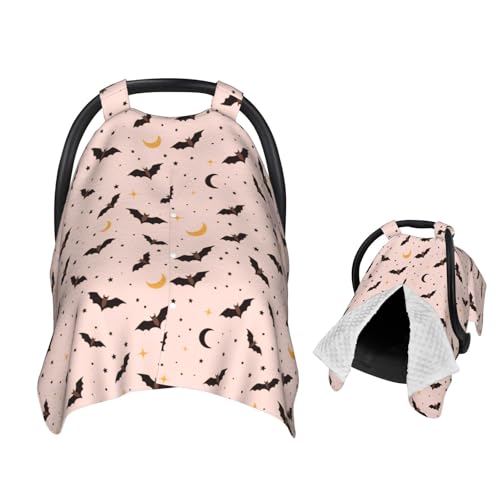 Image of Halloween Bat Baby Car Seat Canopy Nursing Cover for Newborn Car Seat Breastfeeding Covers Blanket Newborn Shower Gift