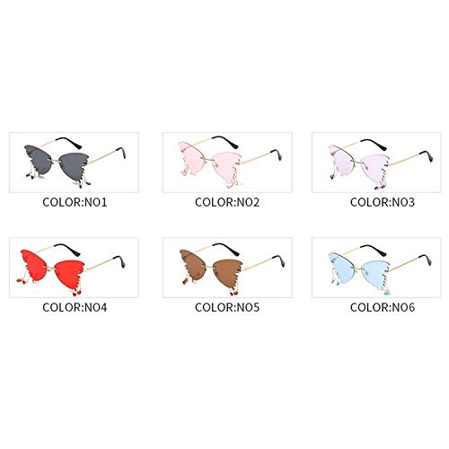 Butterfly Sunglasses Women Rhinestones Pendant Ladies Sun Glasses 2020 Trendy Oversized Rimless Tear Drip Eyewear (purple)4