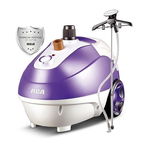 La Mejor Lista de Centros de planchado que Puedes Comprar On-line. 49 Plancha de Vapor Vertical con Pedestal RCA, Capacidad de 1.3 Litros, Vapor Continuo, Tubo Ajustable, Deodoriza y Sanitiza, 2 Niveles de Presión, morada, modelo RC-928