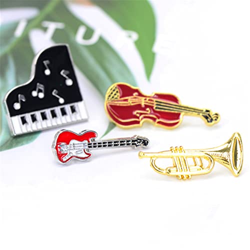 Image of 4 PCS Cute Enamel Badges Set - Piano Guitar Brooch Pins For Teachers, Jackets, Backpack, Shirt, Lapel Button Pins