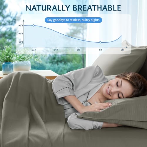 image for Shilucheng 100% Cotton Sheets Queen Size 4pcs - Ultra Breathable & Coo