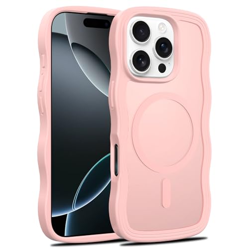 Coque pour iPhone 16 Pro avec cadre ondulé mat rose givré