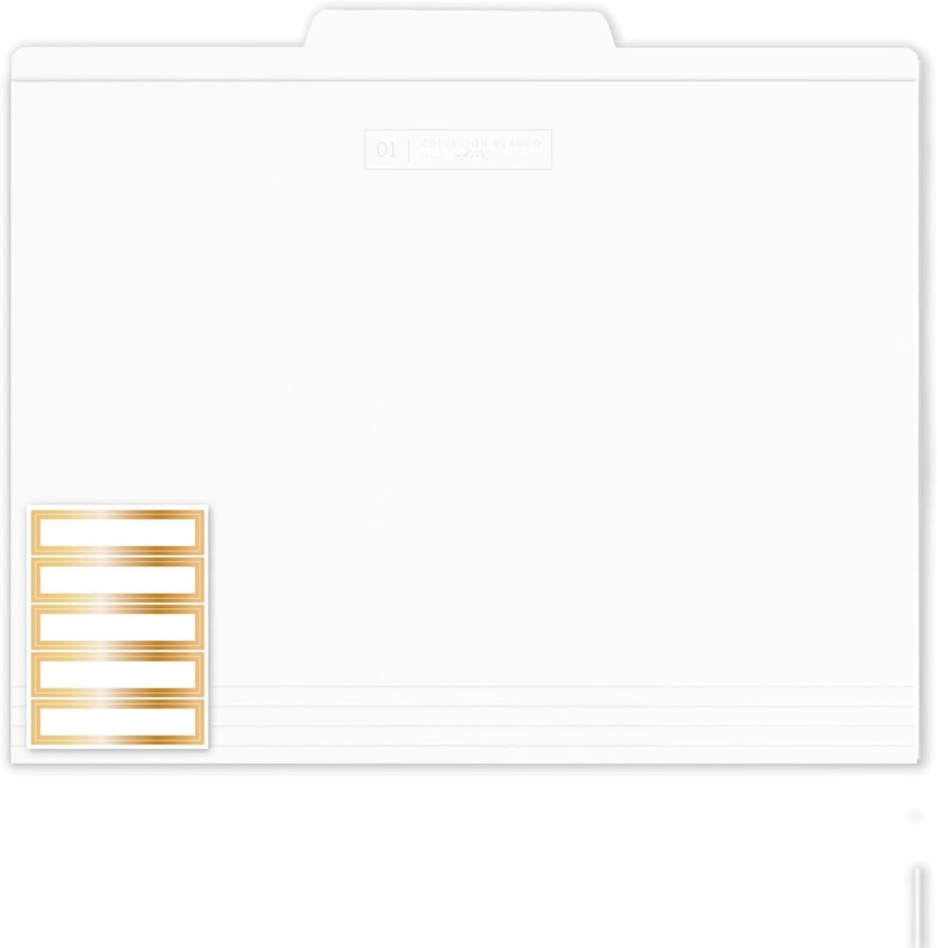 russell+hazel White File Folders, Includes Gold Foil Border Labels, Center Position Tabbed File Folders, 11.75” x 9.75”, Letter Size, 12-Count (18911)
