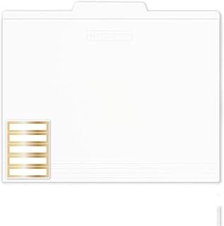 russell+hazel White File Folders, Includes Gold Foil Border Labels, Center Position Tabbed File Folders, 11.75” x 9.75”, Letter Size, 12-Count (18911)