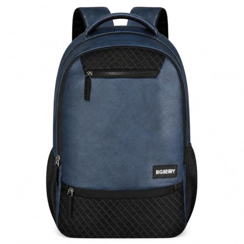 Image of BIGBERRY Newage Classic | Faux Leather Laptop Backpack for Men & Women | 28L Water Resistant Leatherite Bag with Multiple Compartments & Organizer | Travel, Office, College & Casual Backpack, Black