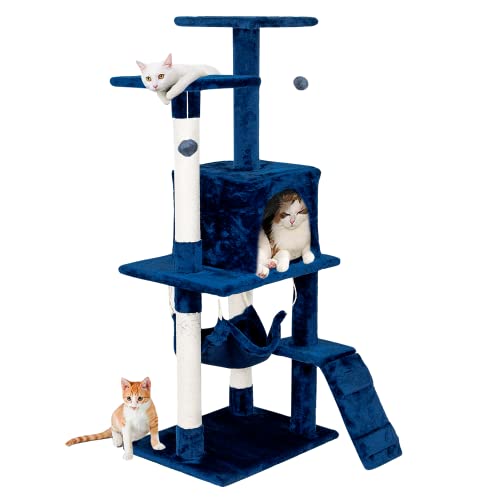 Edipets, Rascador para Gatos, Arbol Gato, 3 Niveles, 56x120x58cm, Alto, Postes de Sisal, Hamaca, con...