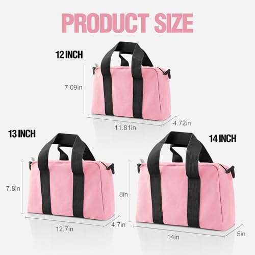 Image of Small Tool Bag, Canvas Tool Storage Bag, Large Capacity Multipurpose Zipper Soft Tote Organizer Pouch for Electrician, Plumbing, Gardening,Tools Bags for Men (Pink, 12 Inch)