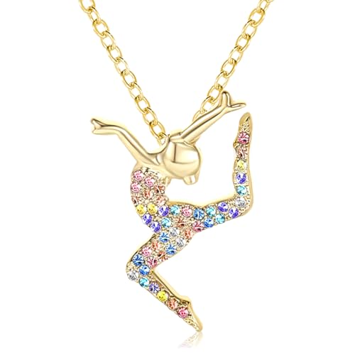 Gymnastics Necklaces for Teen Girls,Gymnastics Gifts for Girls,Cute Sport Ballerina Pendant Necklace Jewelry Birthday Christmas Gifts