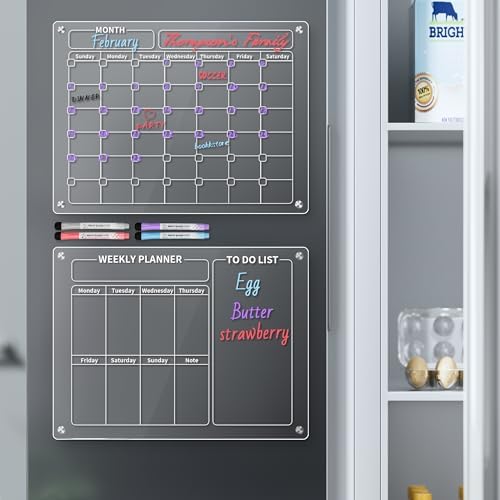 GOLIFE Acrylic Calendar for Fridge Dry Erase
