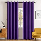 Royal Purple MIULEE Blackout Curtains Room Darkening Thermal Insulated Drapes Solid Window Treatment Set Grommet Top Light Blocking Curtain for Living Room/Bedroom 2 Panels 52x84 inch,