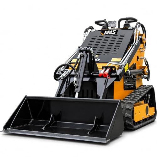 MS 360T Mini Crawler Skid Steer Loader with B&S Gasoline Engine 13.5 HP Compact Stand on Skid Steer Triangular Track Skid Loader with Bucket for Farm Garden Park Landscaping Includes Unloading
