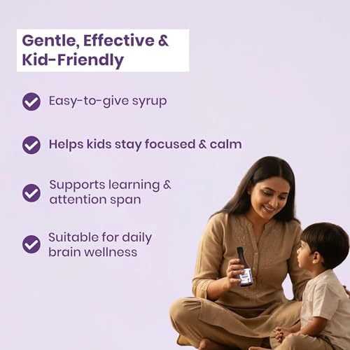 Image of BabyOrgano Shankhpushpi Syrup for Kids 5+ Years | Brahmi Shankhpushpi & Sharkara | Ayurvedic Brain Tonic & Memory Booster | Focus Concentration & Learning | No Refined Sugar | AYUSH Approved | 200ml (Pack of 1)