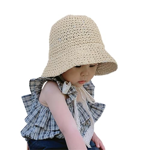 Children Summer Straw Sun Hat Cute Adjustable Strap Hollow Handmade Beach Foldable Floppy Cap Sunbonnet for Girls3