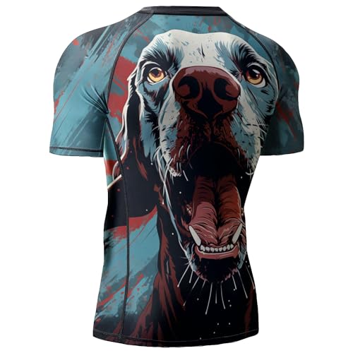 Desantiago Men's Rash Guard Shirts Short Sleeve, Non See-Through Fabric Compression Shirt2