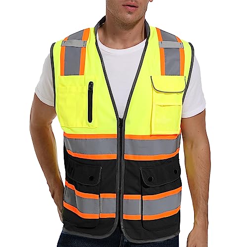 Arcridge Reflective Safety Vest For Men And Women - Class 2 High Visibility Construction Vest - Dual Tone Reflective Strips #TOP2