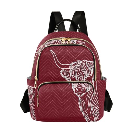 Sac à dos matelassé bleu moyen pour ordinateur 14 pouces avec motif marin et vache rouge